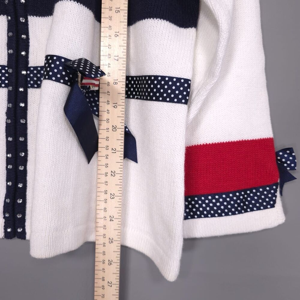 Storybook Knits Cardigan Women's 1X American Celebration Beaded Sweater Vintage - Picture 3 of 9